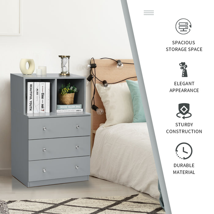 Grey 3-Drawer Dresser - Featuring 2 Open Compartments, Ideal for Living Room or Bedroom Storage - Perfect Solution for Organizing Your Personal Items