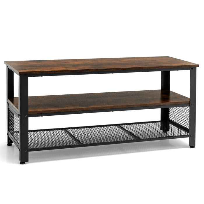 3-Tier TV Stand - Spacious Stand for TVs up to 50 Inches with Open Storage Shelves - Ideal for Keeping Your Media Organized