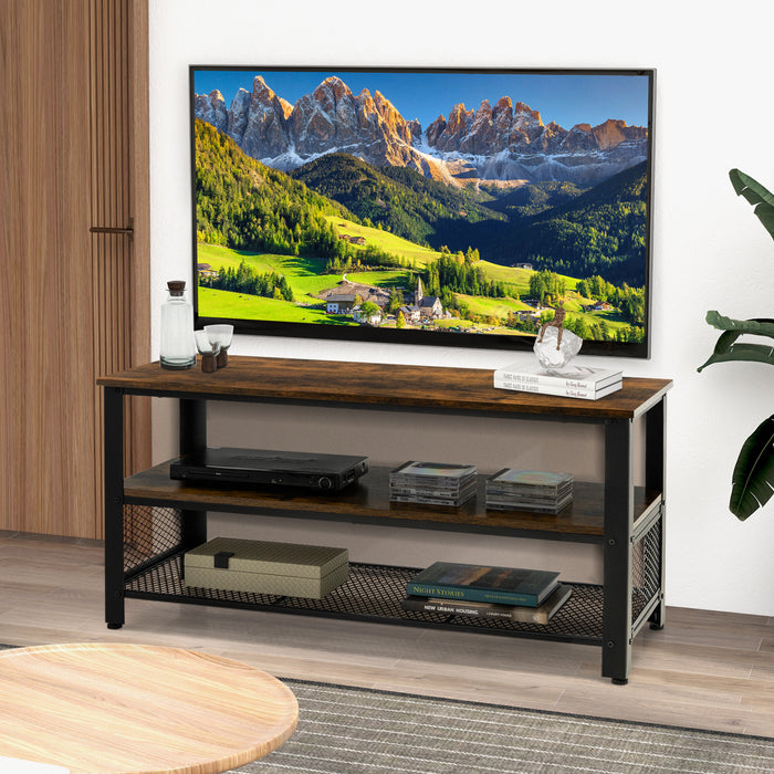 3-Tier TV Stand - Spacious Stand for TVs up to 50 Inches with Open Storage Shelves - Ideal for Keeping Your Media Organized