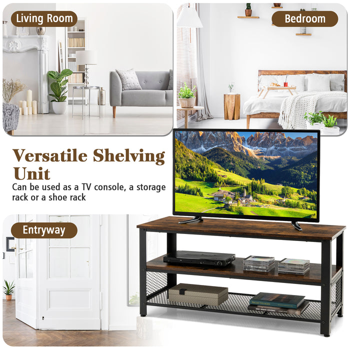 3-Tier TV Stand - Spacious Stand for TVs up to 50 Inches with Open Storage Shelves - Ideal for Keeping Your Media Organized