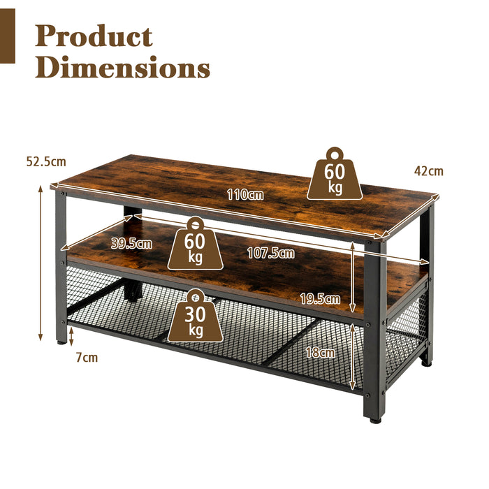 3-Tier TV Stand - Spacious Stand for TVs up to 50 Inches with Open Storage Shelves - Ideal for Keeping Your Media Organized