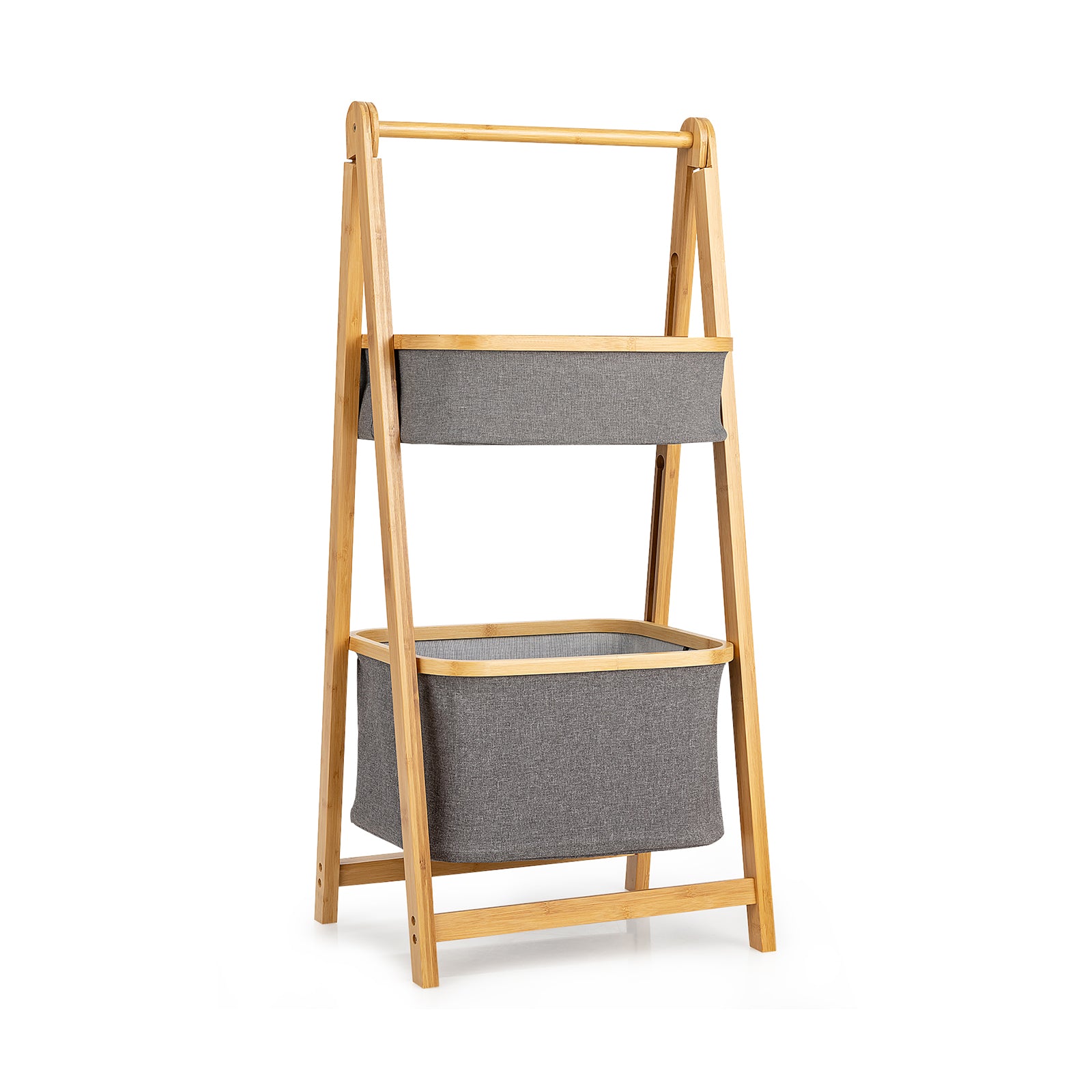 Bamboo Fabric Storage - Laundry Basket with Bins in Natural - Ideal for Organizing Clothes and Laundry Room Solutions