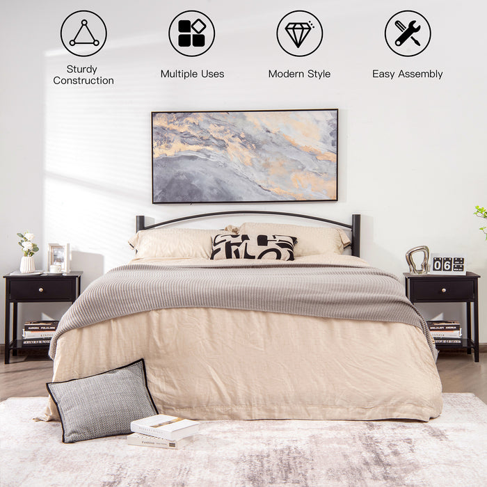 Wooden Nightstand 2-Piece Set with Drawers - Contemporary Black Bedside Tables with Storage Shelf - Perfect for Bedroom Organizing Needs