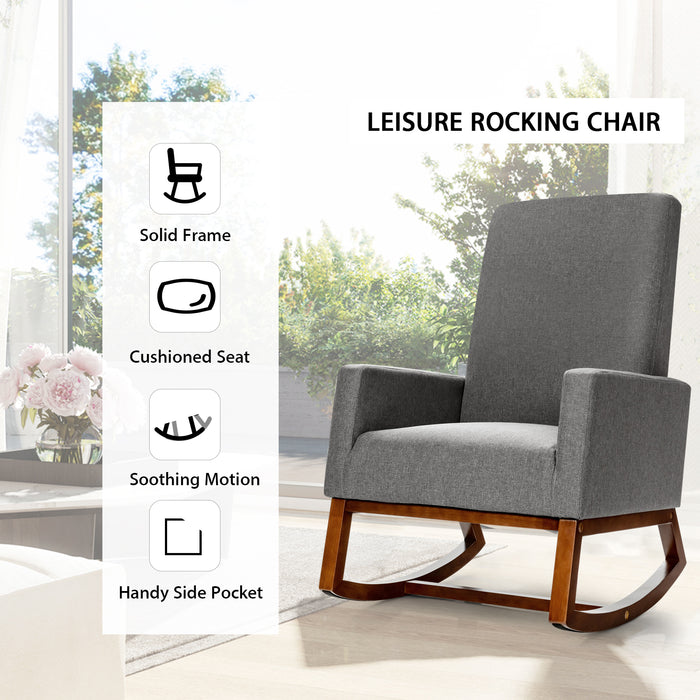 Upholstered Fabric Armchair  - Beige Chair with Rubber Wood Base - Ideal for Comfortable Seating and Home Decor Enhancement