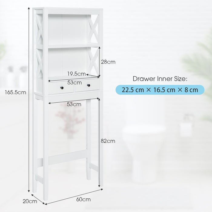 Freestanding Unit - Washing Machine Shelf with Dual Drawers - Ideal Storage Solution for Laundry Products