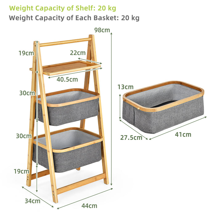 A-Frame Freestanding Laundry Hamper - Natural Colour, Shelf-Included Design - Ideal For Space Saving and Organization