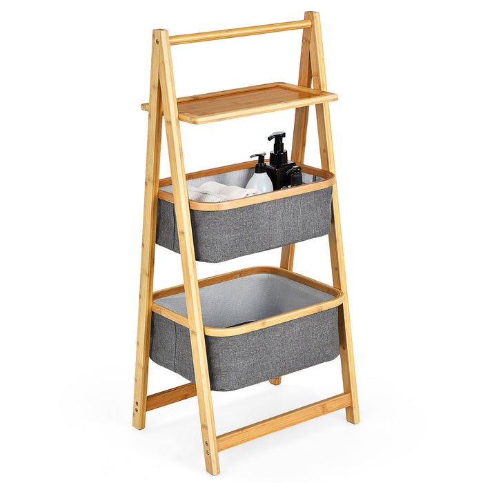 A-Frame Freestanding Laundry Hamper - Natural Colour, Shelf-Included Design - Ideal For Space Saving and Organization