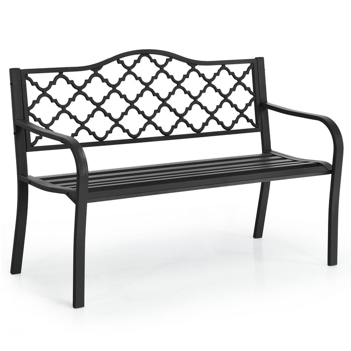 Iron Cast Patio Garden Bench - Outdoor Furniture with Armrest and Backrest - Perfect for Garden Enthusiasts and Outdoor Relaxation