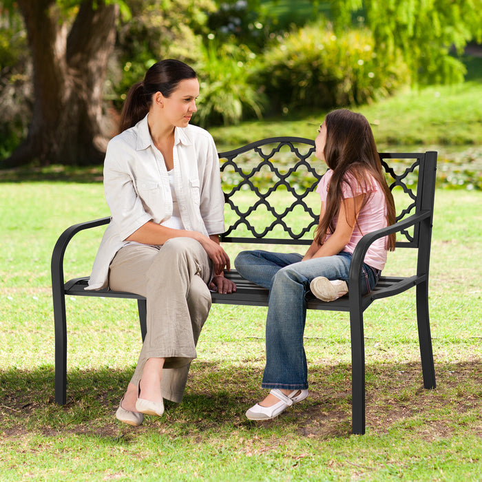 Iron Cast Patio Garden Bench - Outdoor Furniture with Armrest and Backrest - Perfect for Garden Enthusiasts and Outdoor Relaxation