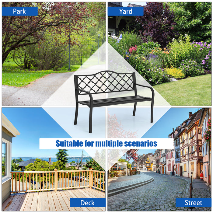 Iron Cast Patio Garden Bench - Outdoor Furniture with Armrest and Backrest - Perfect for Garden Enthusiasts and Outdoor Relaxation