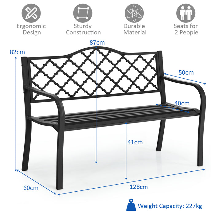 Iron Cast Patio Garden Bench - Outdoor Furniture with Armrest and Backrest - Perfect for Garden Enthusiasts and Outdoor Relaxation