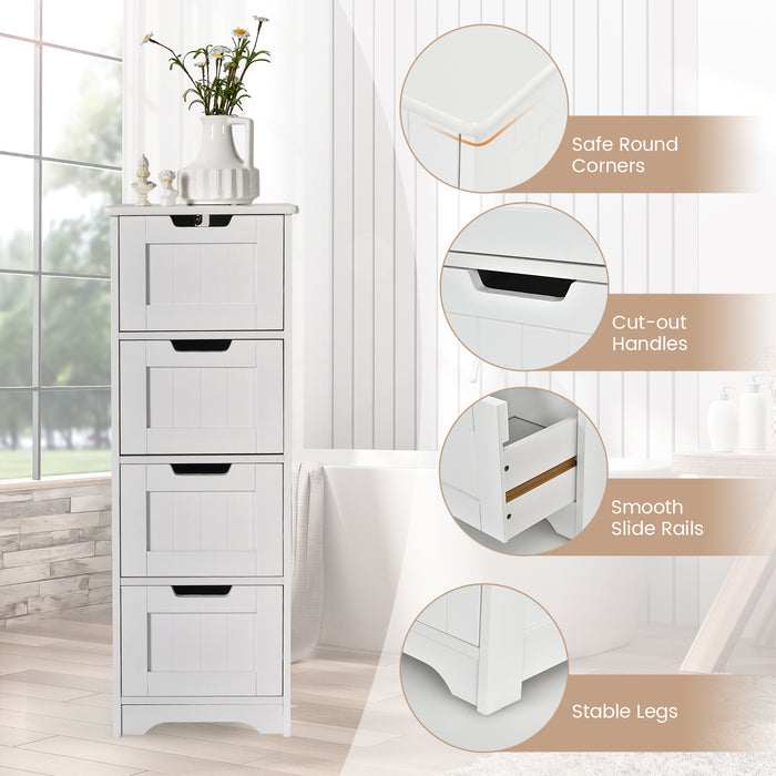 Freestanding Bathroom Storage Cabinet with 4 Drawers - Floor Cabinet Organization Solution - Ideal for Bathroom Organization and Storage Needs