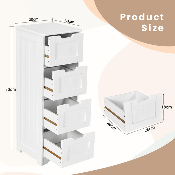 Freestanding Bathroom Storage Cabinet with 4 Drawers - Floor Cabinet Organization Solution - Ideal for Bathroom Organization and Storage Needs