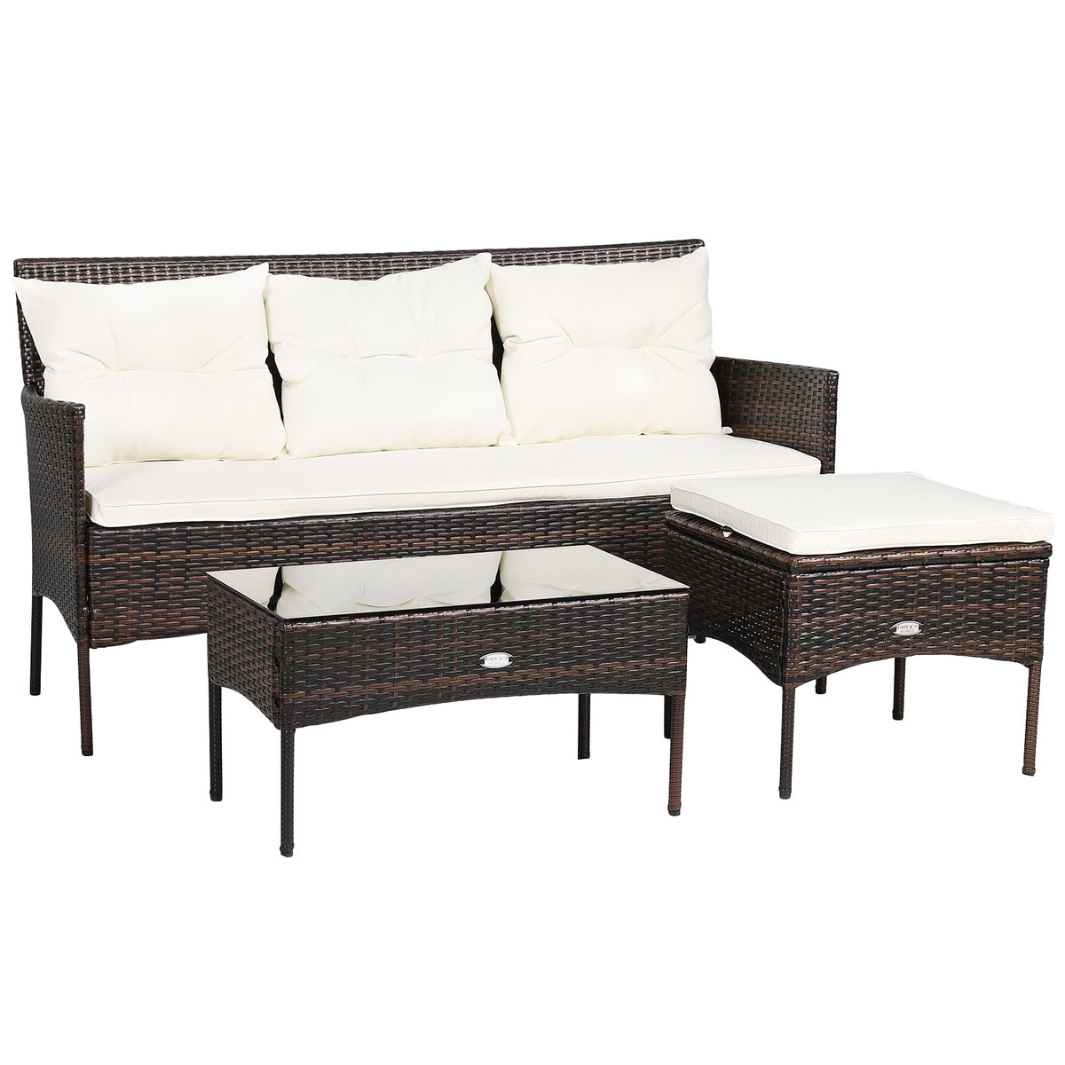 Seater Rattan Set - 4-Piece Garden Furniture with Cushioned Sofa, White - Perfect for Outdoor Comfort and Relaxation