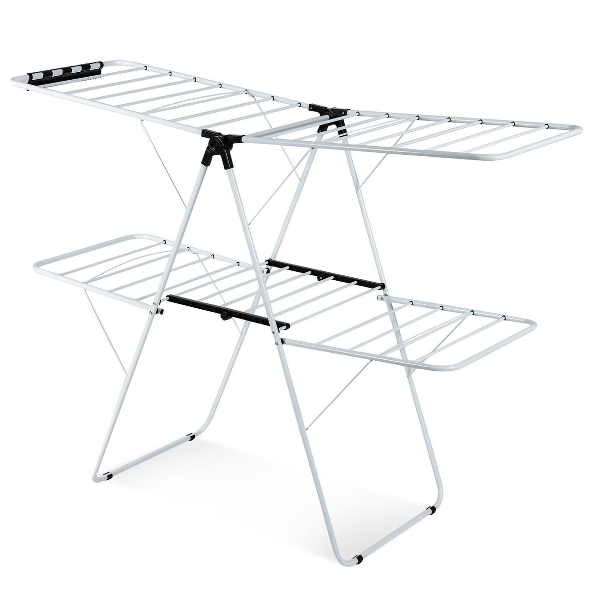 Foldable Linen Rack Compact Dual-Tier Foldable Laundry Rack - Space-Efficient Drying ...