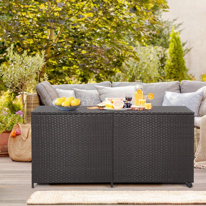 Rattan 660L Storage Box - Zippered Liner and Universal Wheels Features - Ideal for Household Organizing and Storage Solutions