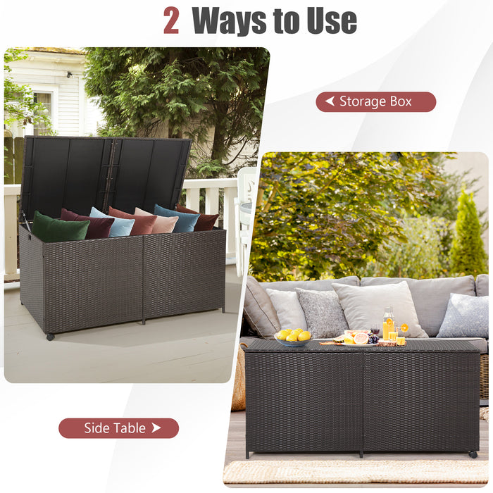 Rattan 660L Storage Box - Zippered Liner and Universal Wheels Features - Ideal for Household Organizing and Storage Solutions