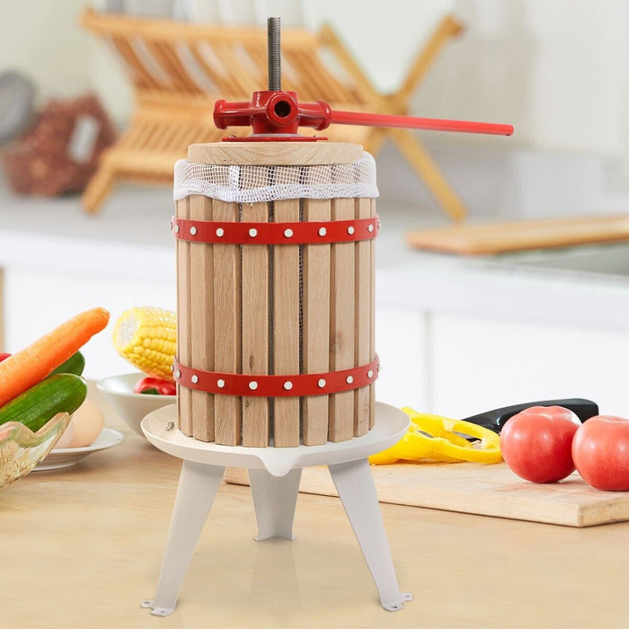6L Fruit Wine Press - Solid Oak Wood Basket & Steel Legs - Ideal for Making Homemade Wine & Juices