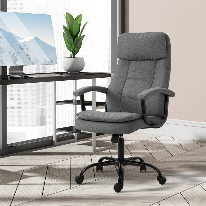 Ergonomic Linen-Textured Office Chair with 2-Point Massage - Adjustable Height, 360° Swivel, 5 Castor Wheels for Smooth Mobility - Ideal for Comfortable and Relaxing Executive Seating Experience