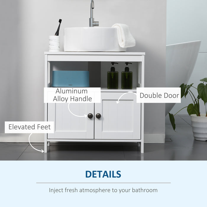 Modern Double Door Pedestal Cabinet - Under Sink Bathroom Vanity Storage with Shelves - Space-Saving Organizer for Small Bathrooms