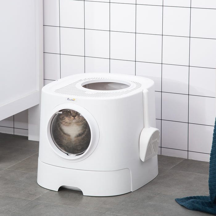 Portable Enclosed Cat Litter Box with Scoop - Kitten Pan, Easy to Clean Pet Toilet - Ideal for Indoor Cats and Small Spaces