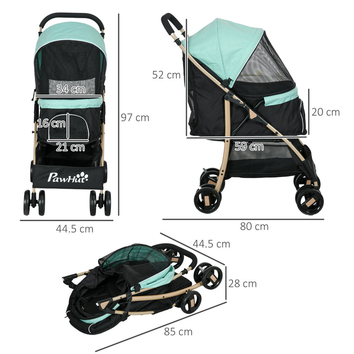 Oxfoad Compact Pet Stroller - Weatherproof Design for Small & Miniature Dogs, Includes Rain Cover - Ideal for Outdoor Strolls with Your Furry Friend