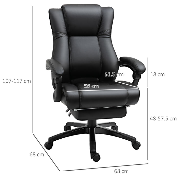 Ergonomic High-Back Executive Chair - Swivel Recliner Office Chair with PU Leather, Footrest & Wheels - Adjustable Height & Comfort for Home Office Use