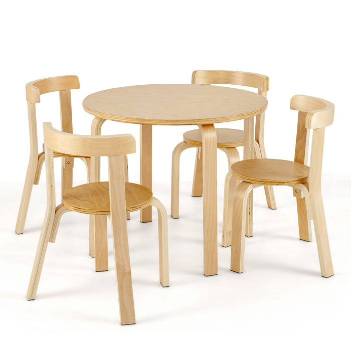 Bentwood Kids 5-Piece Set - Curved Back Table and Chairs in Grey - Ideal Furniture for Children's Room or Play Area