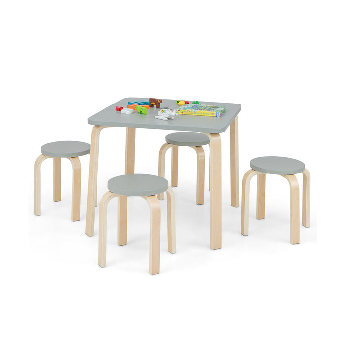 Kids 5-Piece Furniture Set - Grey Play Room Table and Chairs - Ideal for Children's Activities and Playtime