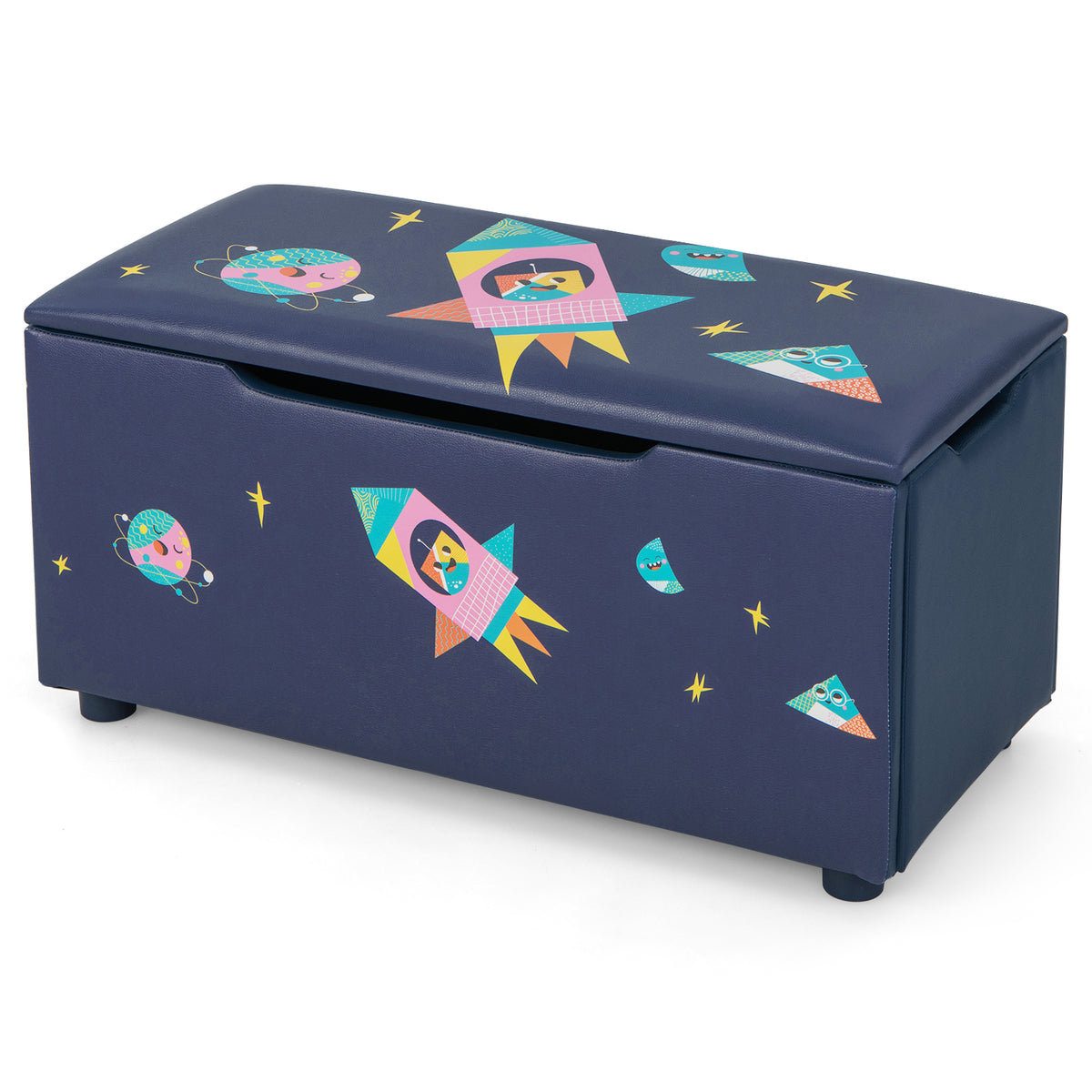 Navy Blue Upholstered Storage Box - Child's Toy Keeper for Bedroom, Nursery, or Playroom - Ideal for Keeping Kids' Play Spaces Organized