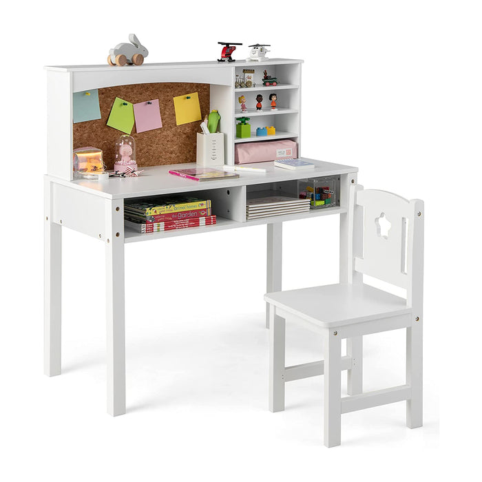 Kids Adventure - Wooden Desk and Chair Set with Hutch, Perfect for Studying and Reading - Specially Design for Children, Pink Color