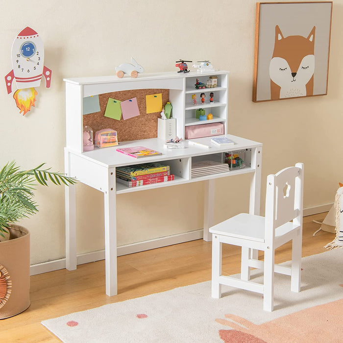 Kids Adventure - Wooden Desk and Chair Set with Hutch, Perfect for Studying and Reading - Specially Design for Children, Pink Color