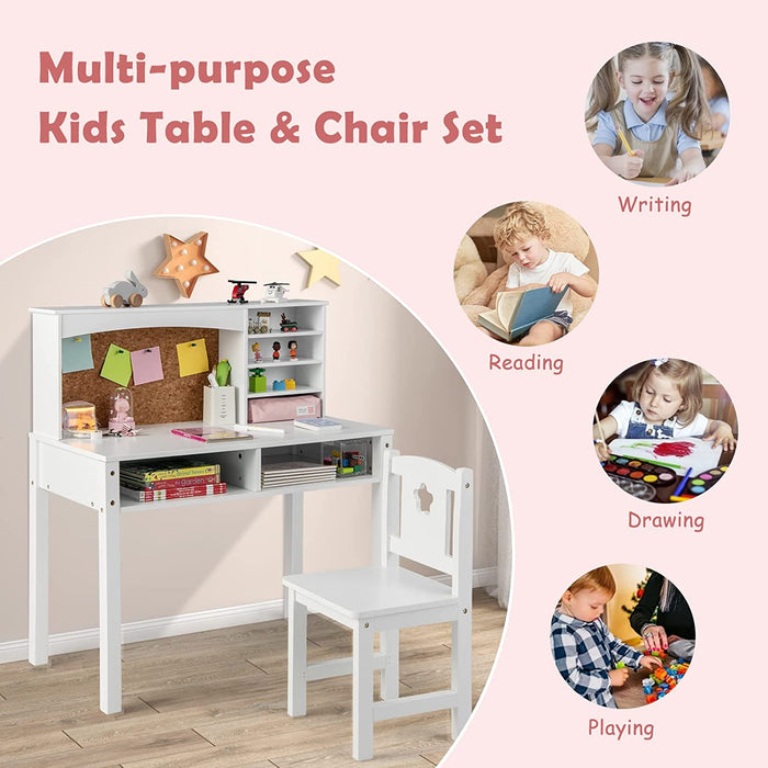 Kids Adventure - Wooden Desk and Chair Set with Hutch, Perfect for Studying and Reading - Specially Design for Children, Pink Color