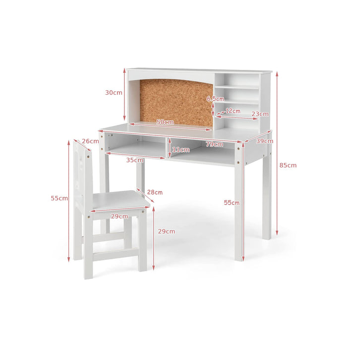 Kids Adventure - Wooden Desk and Chair Set with Hutch, Perfect for Studying and Reading - Specially Design for Children, Pink Color