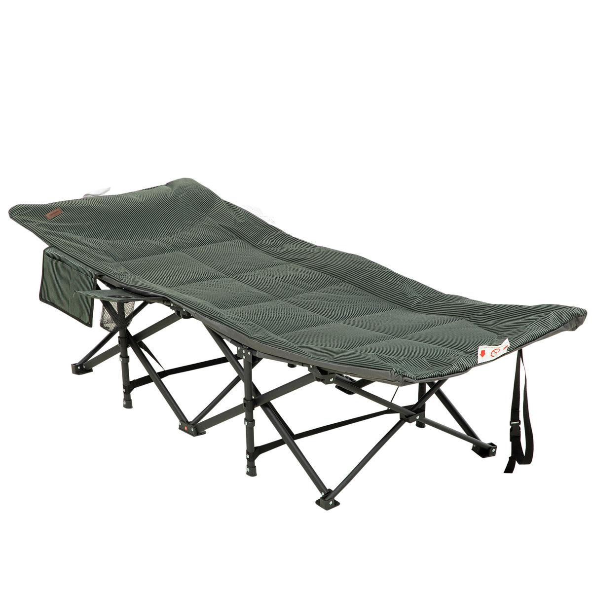 Foldable Padded Sun Lounger with 170° Recline - Patio Camping Bed with Magazine & Cup Holder - Portable Outdoor Relaxation Gear for Comfort Seekers