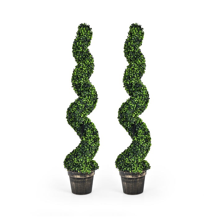 Set of 2 Artificial Trees - Spiral Topiary Design - Perfect for Home or Office Decoration