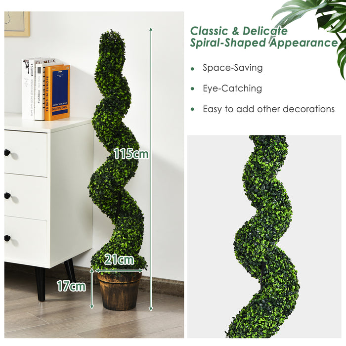 Set of 2 Artificial Trees - Spiral Topiary Design - Perfect for Home or Office Decoration