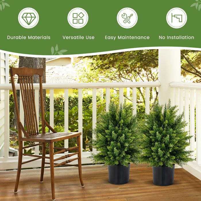 Topiary Ball Tree Set - Artificial Cedar Designs with Durable Cement Pot - Ideal for Home and Office Decor Enhancement