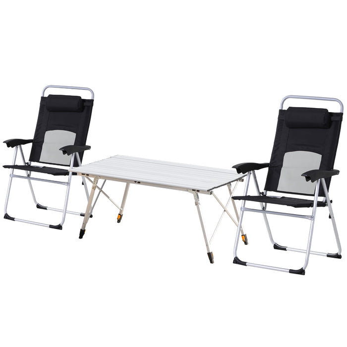3 Piece Folding Camping Table and Chairs Set - Compact Backpacking Furniture, Durable Outdoor Seating - Ideal for Campers and Hikers Seeking Portable Convenience