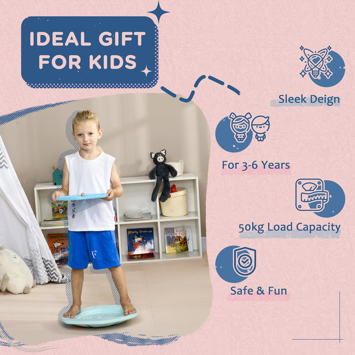 Kids' 2-in-1 Wobble and Balance Board with Integrated Ball - Durable Blue Children's Coordination Trainer - Enhances Motor Skills for Active Playtime