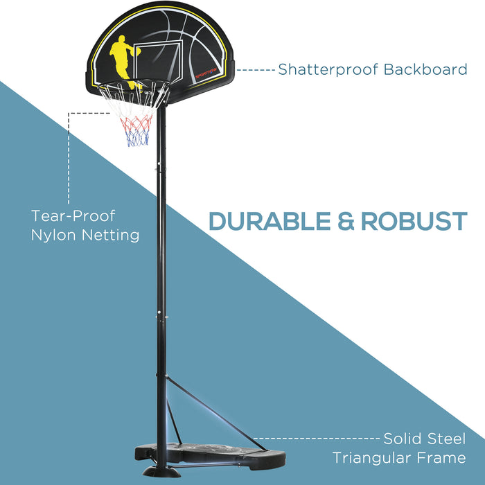 Adjustable 2.3-3m Basketball Hoop Stand - High Strength PE Backboard, Weighted Base, and Wheels - Ideal for Indoor/Outdoor Play and Training