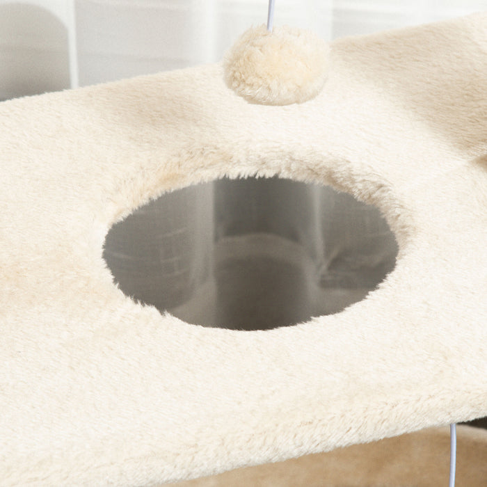Cat Tower with Scratching Post - Multi-Level Kitten Playhouse with Bed, Toy Ball, and Perch - Perfect for Indoor Cats' Entertainment and Relaxation