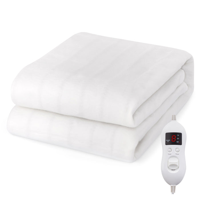 Dual Control Heated Mattress Pad - With 8 Adjustable Temperature Levels and Timer Feature - Ideal for Cold Winters and Individuals Seeking Thermostatic Comfort