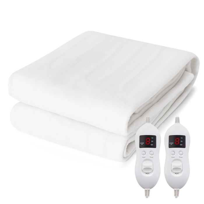 Dual Control Heated Mattress Pad - With 8 Adjustable Temperature Levels and Timer Feature - Ideal for Cold Winters and Individuals Seeking Thermostatic Comfort