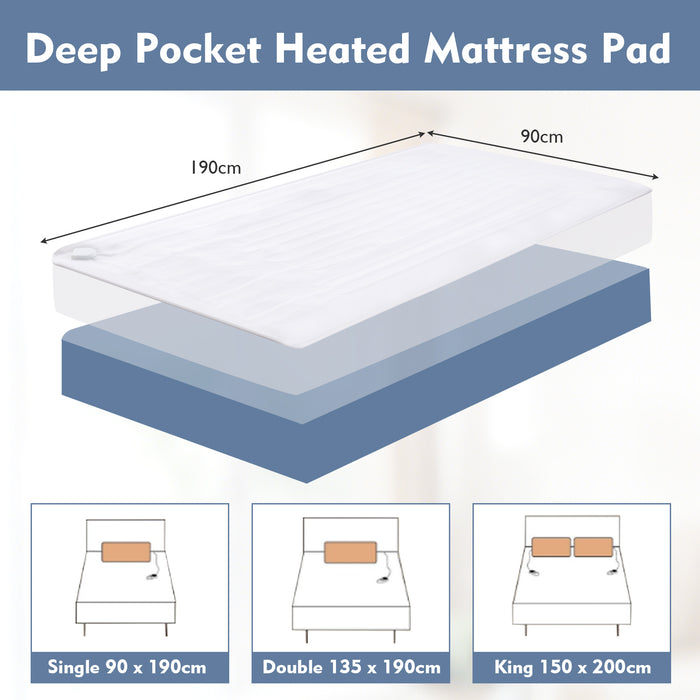 Dual Control Heated Mattress Pad - With 8 Adjustable Temperature Levels and Timer Feature - Ideal for Cold Winters and Individuals Seeking Thermostatic Comfort