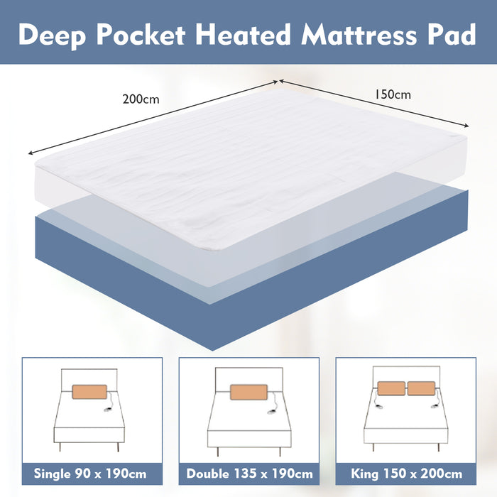 Dual Control Heated Mattress Pad - With 8 Adjustable Temperature Levels and Timer Feature - Ideal for Cold Winters and Individuals Seeking Thermostatic Comfort