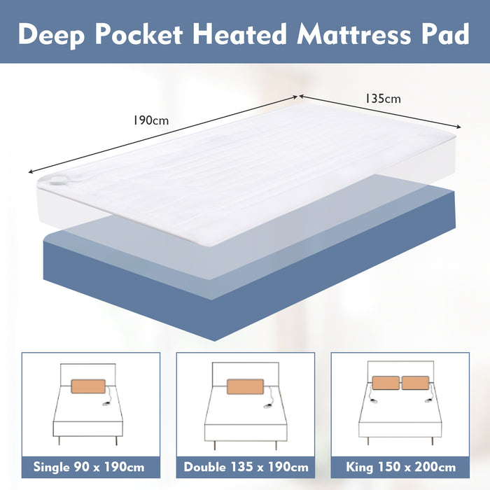 Dual Control Heated Mattress Pad - With 8 Adjustable Temperature Levels and Timer Feature - Ideal for Cold Winters and Individuals Seeking Thermostatic Comfort