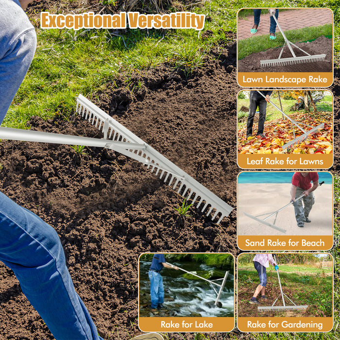 Heavy-Duty Aluminum Brand - 91 cm Wide Landscape Rake - Ideal for Gardeners and Landscaping Enthusiasts