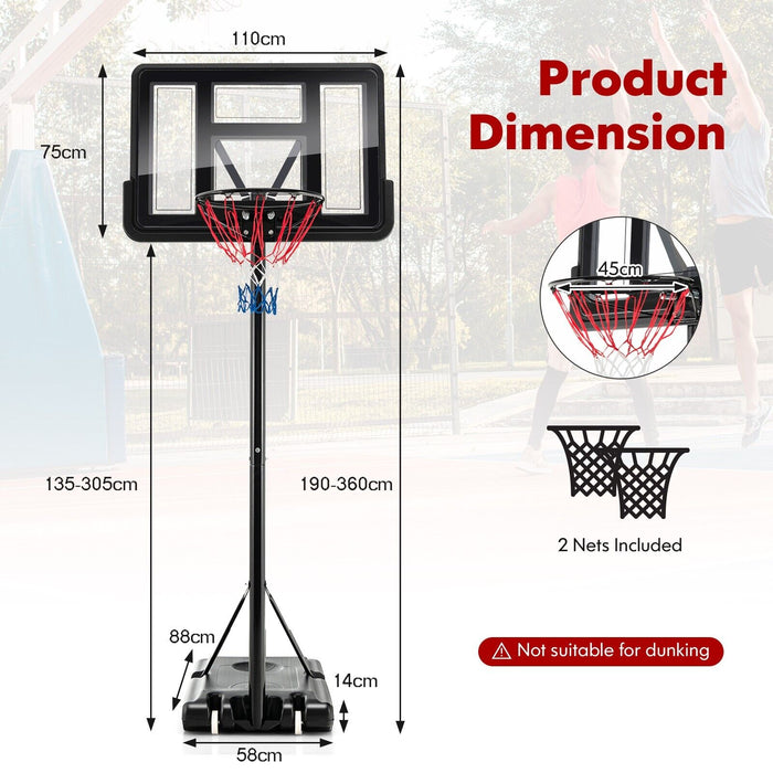 Hydra-Rise Model 305 - Portable Basketball Hoop System with Height Adjustability, Wheels and Backboard - Great For All Ages, Foster Competitive Play at Home or Schools