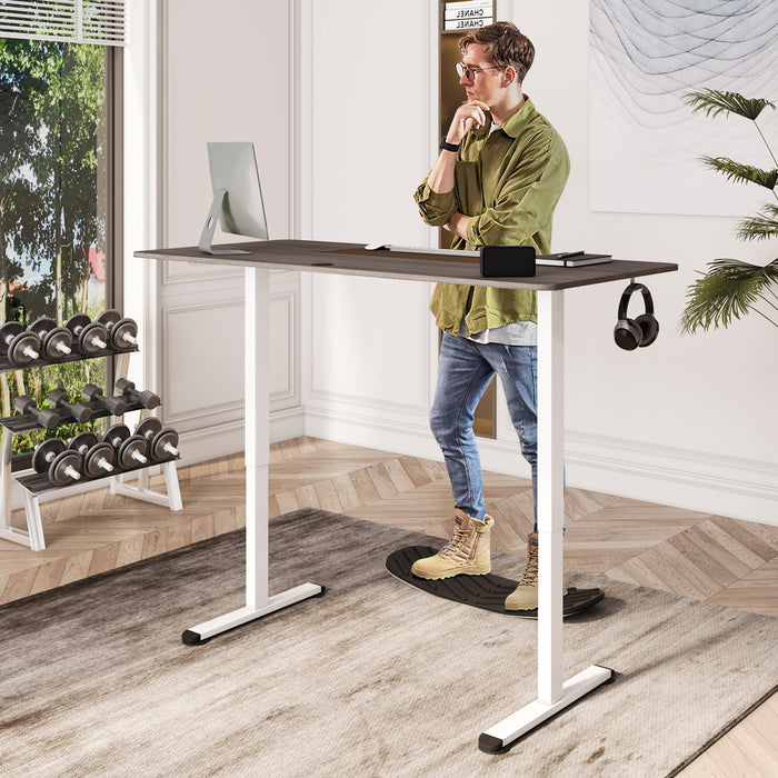 Adjustable Height Computer Desk - Home Office Furniture with Headphone Hook, Brown Design - Ideal for Remote Work and Studying Environments